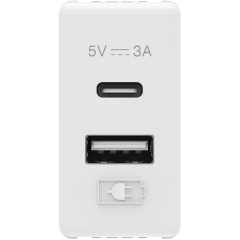 Sursa alimentare USB tip A+C 3A Gewiss System GW20363, alb