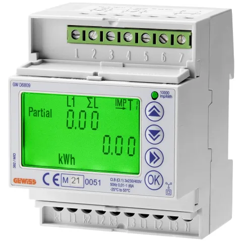 Contor digital trifazat MID 80A cu transformator TA/5A Gewiss GWD6809