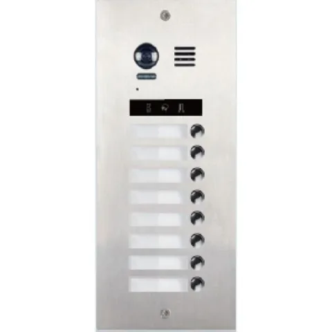 Panou de apel video modular V-TECH DMR21-S8 cu camera wide angle, 8 butoane de apel, comunicare 2 fire fara polaritate, IP55, antivandal