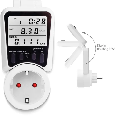 Priza inteligenta cu contor energie LCD reglabil 135 , 230V, 16A, 3680W, monitorizare consum si cost in timp real, memorie SINOTIMER DDS107L-EU
