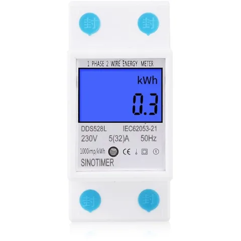 Contor monofazat de energie electrica, Sinotimer, 230V AC 50Hz 5(32)A, ecran digital LED iluminat, DDS528L
