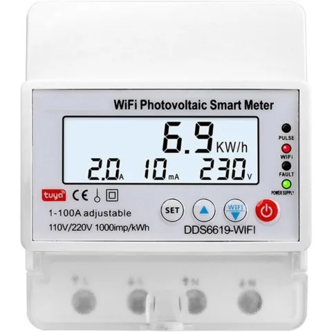 Contor de energie WIFI bidirectional, 100A, pentru panouri fotovoltaice, intrerupator monofazat SINOTIMER, DDS6619-WIFI