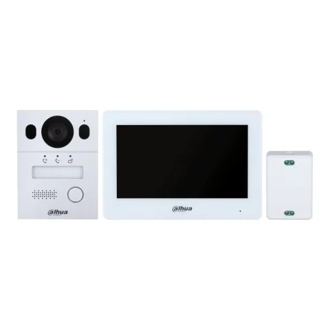 KIT Videointerfon Wi-Fi Hybrid Dahua DHI-KTX01(S), 2MP, 7 inch TFT capacitive, conexiune cu 2 fire, IP65, IK07, control acces, montaj aplicat