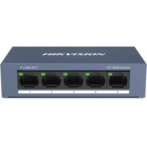 Switch 5 porturi Hikvision DS-3E0105-O, Plug and Play, 5x RJ-45 10-100M, carcasa metal