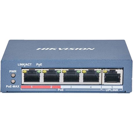 Switch HIKVISION DS-3E1105P-EI-M 4 porturi 100 Mb PoE, 1 port uplink RJ45 100 Mb, SMART Management