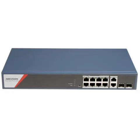 Switch 8 porturi PoE Hikvision DS-3E1512HP-SI-8P2T2F: 8 x 10/100/1000 Mbps PoE Ports