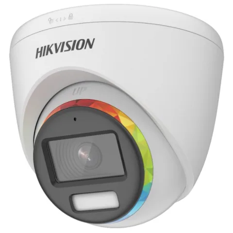 Camera dome TurboHD ColorVu Hikvision DS-2CE70DF8T-MFSLN, 2MP, lentila 2.8mm, lumina alba 20 m, microfon, WDR 130 dB, IP67