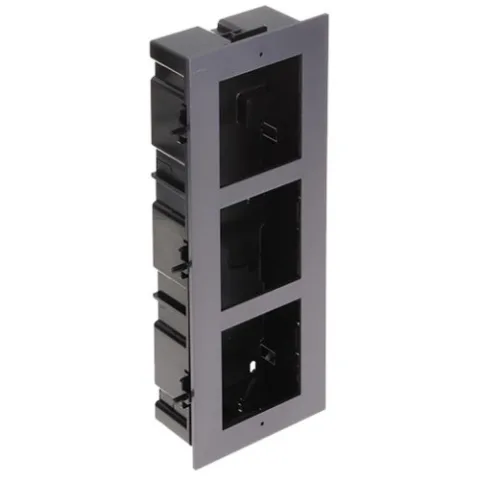 Rama montaj ingropat pentru interfon modular Hikvision DS-KD-ACF3, 3 module, aluminiu