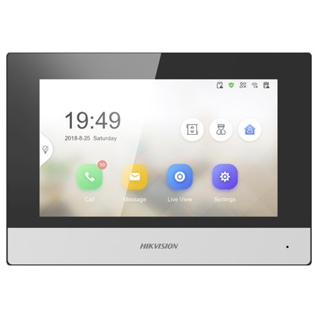Monitor videointerfon Touch Screen TFT LCD 7 inch, conectare 2 fire, Wifi HIKVISION DS-KH6320Y-WTE2