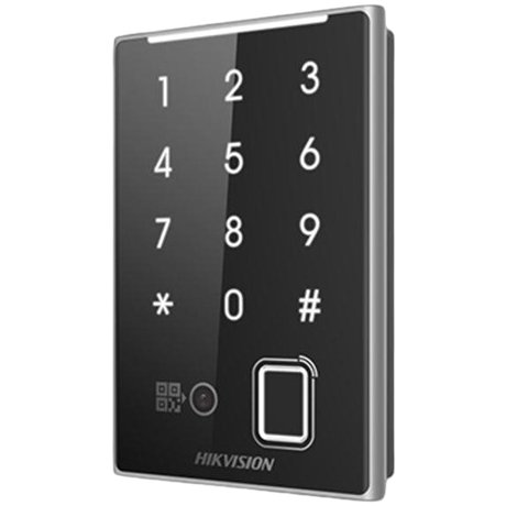 Cititor de proximitate MIFAR HIKVISION DS-K1109DKFB-QR, amprenta, cod QR, Wiegand, RS-485, tastatura integrata