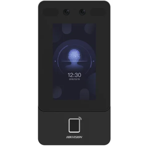 Terminal de acces Hikvision DS-K1T342MFWX-E1, cu recunoastere faciala, amprenta si card M1 MIFARE 13.56 MHz