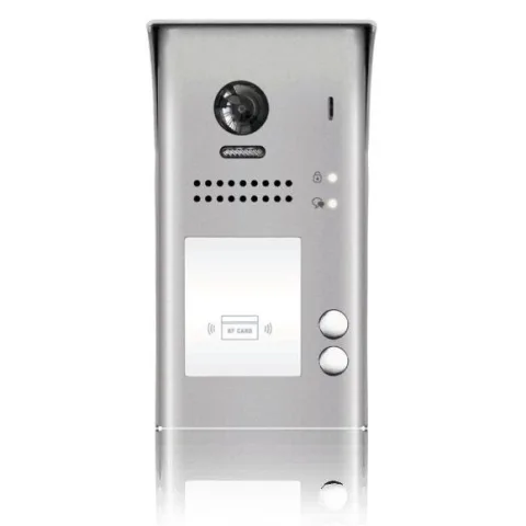 Panou video color de apel exterior, cu conexiune pe 2 fire, camera WIDE ANGLE 170 , pentru doi abonati, control acces RFID DT607-ID-S2
