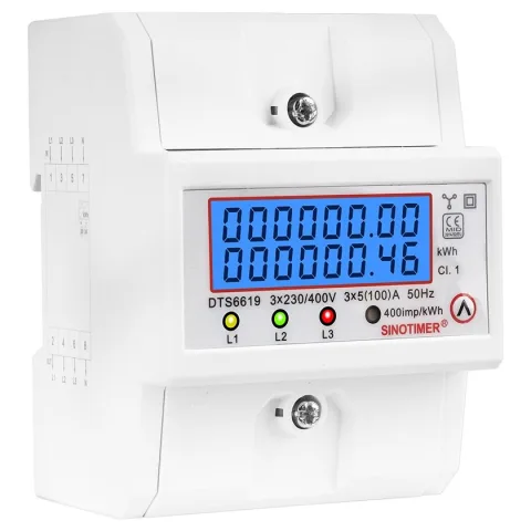 Contor monofazat de energie electrica, Sinotimer, 230V AC 50Hz, 5(100)A, ecran digital LED, DTS6619-046