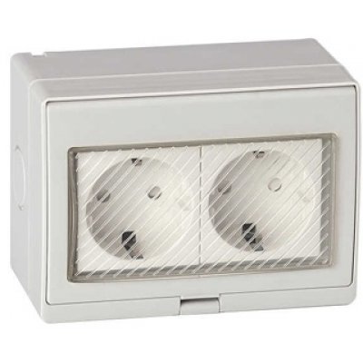 Priza Dubla Schuko Ip55 E-PREX2, montaj aparent