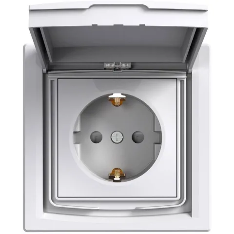 Priza simpla cu obturatoare si capac IP44 incastrata Schneider Asfora EPH3100321