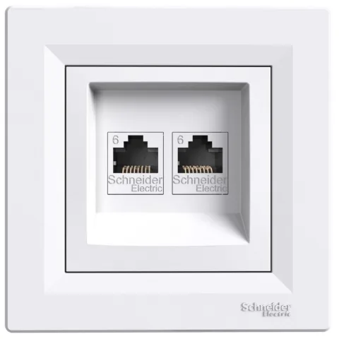 Priza date dubla RJ45 cat.6 UTP Schneider Asfora EPH4800121, alb