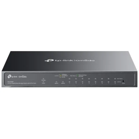 Switch Tp-Link Omada ES210GMP, 10 porturi, 8 xPoE+ RJ45, 123W, cu management, VLAN