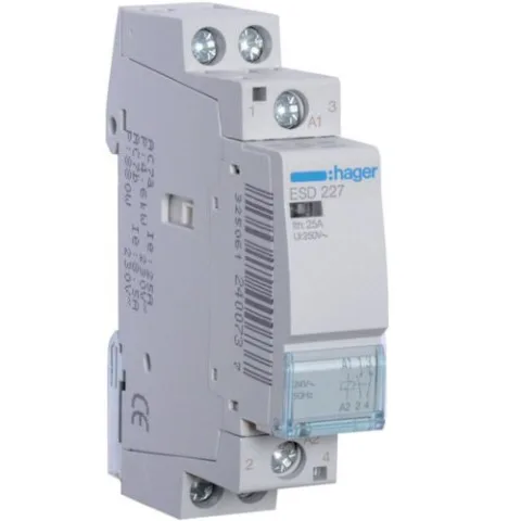 Contactor 25A, 1ND+1NI, 24V Hager ESD227