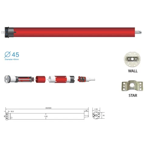 Motor tubular EURO30W/O, 30 Nm, alimentare la retea 230 V