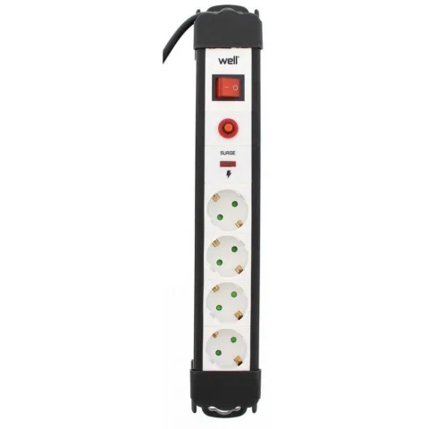 Prelungitor 4 prize 3M cu protectie, cablu 3xG1.5mmp, Well EXTS-4S3M-PROT/02-WL