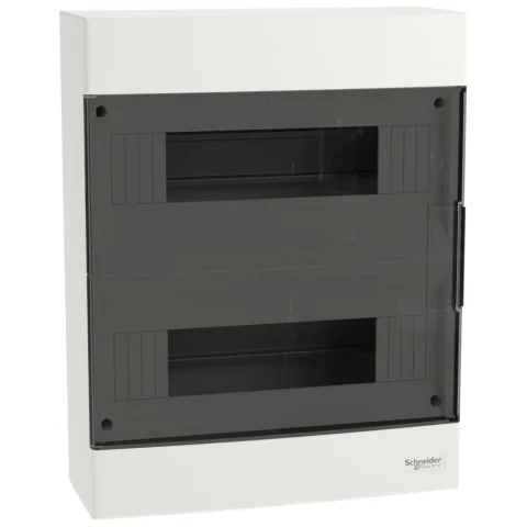 Tablou cu montaj aparent Easy9EU, 2x12 Module, usa fumurie, cu 2 blocuri terminale Schneider EZ9EUC212