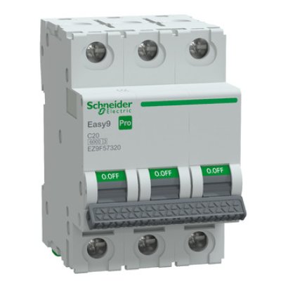 Intreruptor automat (MCB), Easy9 Pro, 3P, 20A, C curba, 6000A, Schneider EZ9F57320