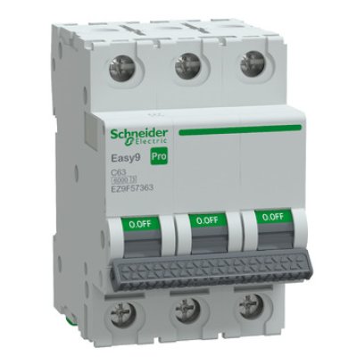 Intreruptor automat (MCB), Easy9 Pro, 3P, 63A, C curba, 6000A, Schneider EZ9F57363