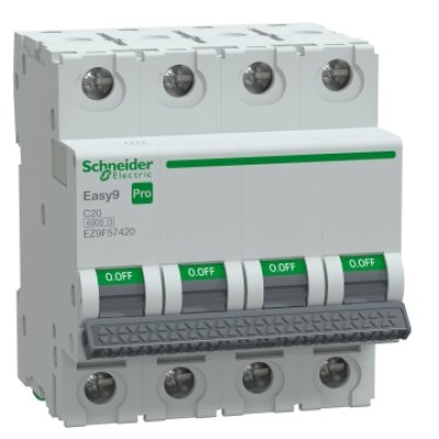 Intreruptor automat (MCB), Easy9 Pro, 4P, 20A, C curba, 6000A, Schneider EZ9F57420