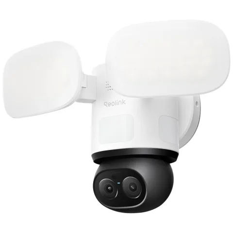 Camera supraveghere wireless rotativa IP WiFi 6 PTZ cu lentila duala Reolink TrackFlex Floodlight Full Color F850W, 8MP+2MP, 2.8/8 mm, PIR, 360 grade,