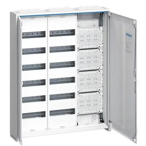 Tablouri de distributie IP31 cu sectie multimedia 144 module (6X24), aplicat Hager Univers FWB63K1