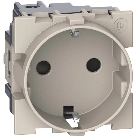 Priza standard german 2P+T 16A 2 module Bticino Living Now KM4141, nisip