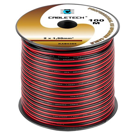 Cablu difuzor, cupru, 2 x 1.5 mm2, culoare negru-rosu, rola 100m KAB0385