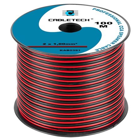 Cablu difuzor CCA, 2 x 1 mm2, culoare negru-rosu, Rola 100 m KAB0391