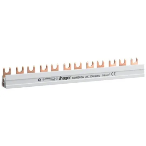 Pieptene (Busbar) 2P tip furca 12 module 10mmp 63A Hager KDN263A