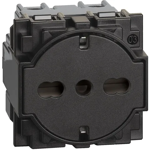 Priza 2M standard german/italian Bticino Living Now KG4140A16F, negru