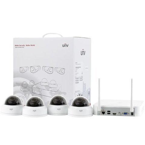 Sistem wireless Unv KIT-322F28W-4D NVR + 4 camere dome IP 2MP