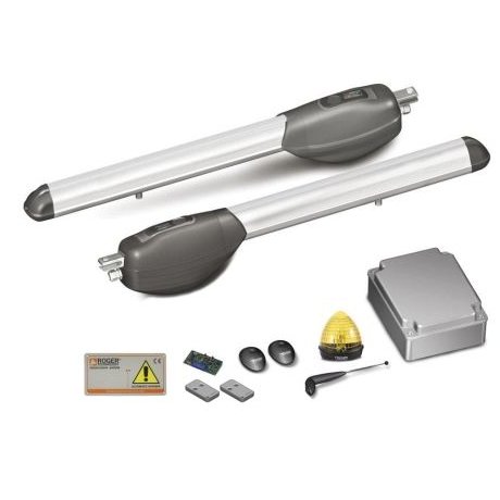 Kit automatizare porti batante Roger Brushless BR20/510 cu brat liniar si opritor mecanic, alimentare 24V
