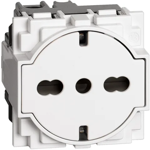 Priza schuko 2 module standard german-italian Bticino Living Now KW4140A16F, alb