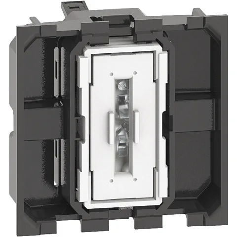 Intrerupator cap-scara, borne automate, iluminabil 2M Bticino Living Now K4003M2A, alb, negru