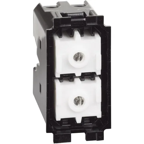 Buton dublu 1P(NO)+1P(NO), interblocat pentru storuri, neiluminabil 1M Bticino Living Now K4037 / K4037N, alb, negru