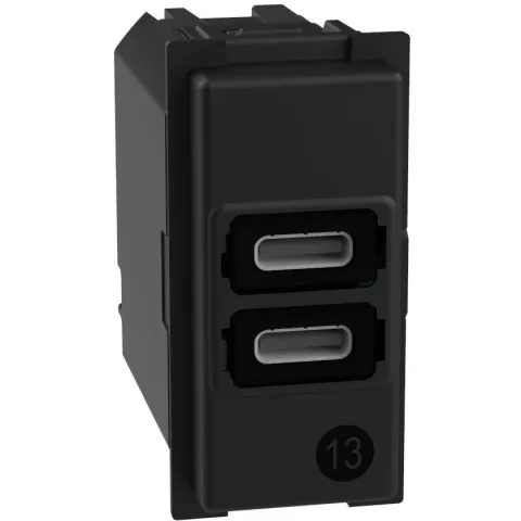 Incarcator USB 2 x porturi tip C 15W Bticino Living Now K4191CC, alb, negru, nisip