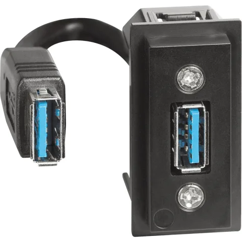 Conector USB tip A preconectat 1 modul Bticino Living Now K4285P, alb, negru, nisip
