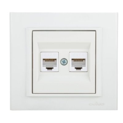 Priza Date Dubla (CAT6) ST Mina Ovivo OV00446, 10A, 250V, IP20, Natural alb