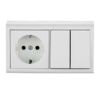Comutator + Priza Schuko PT Nivo Ovivo OV00680, Alb, IP20