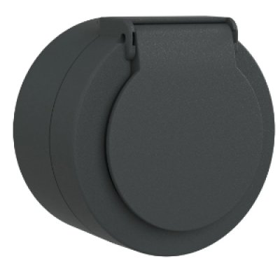 Priza Schuko cu capac PT xOne Ovivo OV00957, 16A, 250V, IP54, antracit