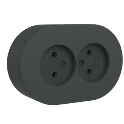 Priza Dubla Fara CP PT xOne Ovivo OV00959, 16A, 250V, IP54, antracit