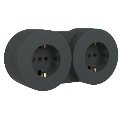Priza Schuko dubla modulara PT xOne Ovivo OV00963, 16A, 250V, IP54, antracit
