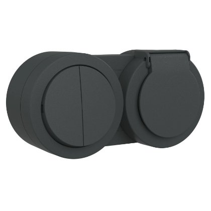 Comutator + priza Schuko cu capac xOne Ovivo OV00966, 250V, 16A, IP54 antracit