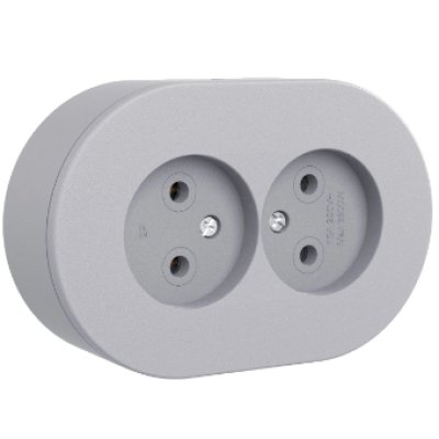 Priza Dubla Fara CP PT xOne Ovivo OV00913, 16A, 250V, IP54, gri