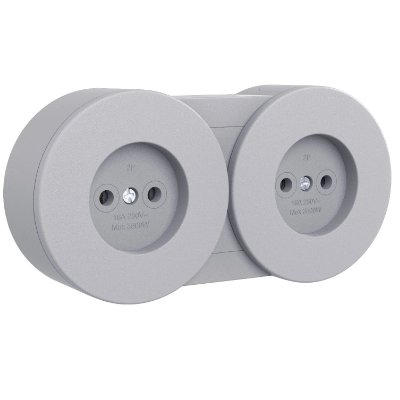 Priza fara CP dubla modulara PT xOne Ovivo OV00926, 16A, 250V, IP54, gri